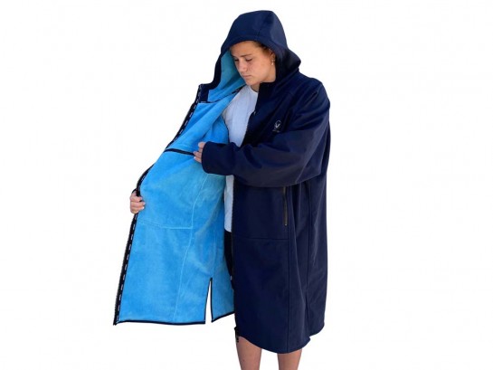 BEACH COAT -NAVY/CYAN